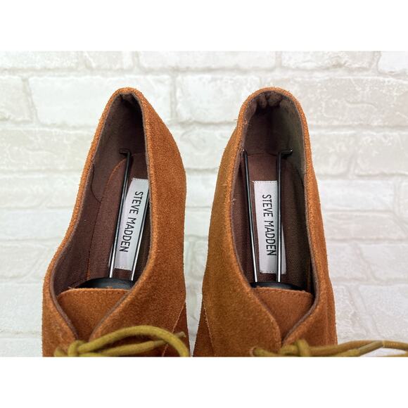 Steve Madden Brown Suede Platform Lace Up Heels - Picture 7 of 10